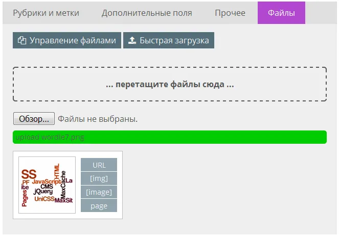 Быстрая загрузка файлов в MaxSite CMS