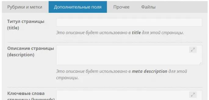 Дополнительные поля записи